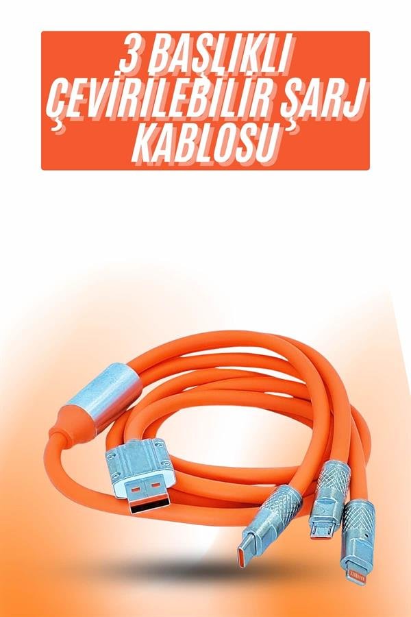 Çoklu Şarj Kablosu USB Type-C İOS Uyumlu 120W Hızlı Şarj Kablosu - Görsel 2