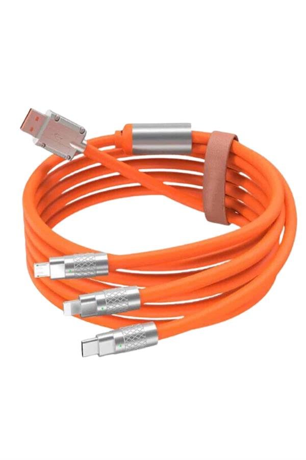 Çoklu Şarj Kablosu USB Type-C İOS Uyumlu 120W Hızlı Şarj Kablosu - Görsel 3