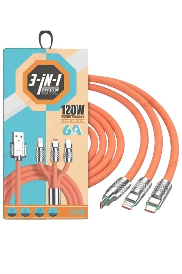 Çoklu Şarj Kablosu USB Type-C İOS Uyumlu 120W Hızlı Şarj Kablosu - Görsel 5