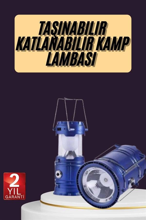 Kamp Feneri Şarj Edilebilir Güneş Enerjili Işıldak USB Şarjlı - Görsel 2