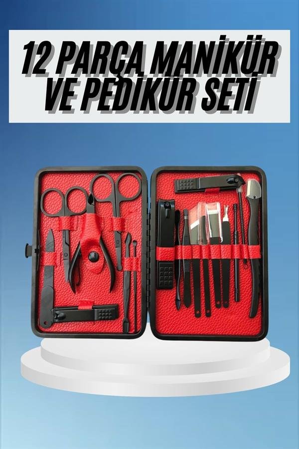 Deri Çantalı Siyah Paslanmaz Çelik 17 Parça Manikür Pedikür Seti - Görsel 2