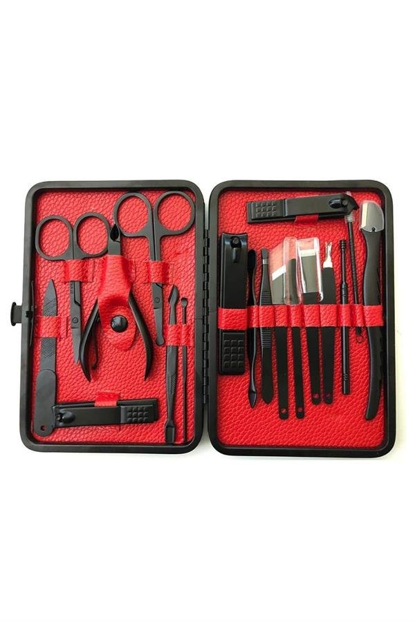 Deri Çantalı Siyah Paslanmaz Çelik 17 Parça Manikür Pedikür Seti - Görsel 5