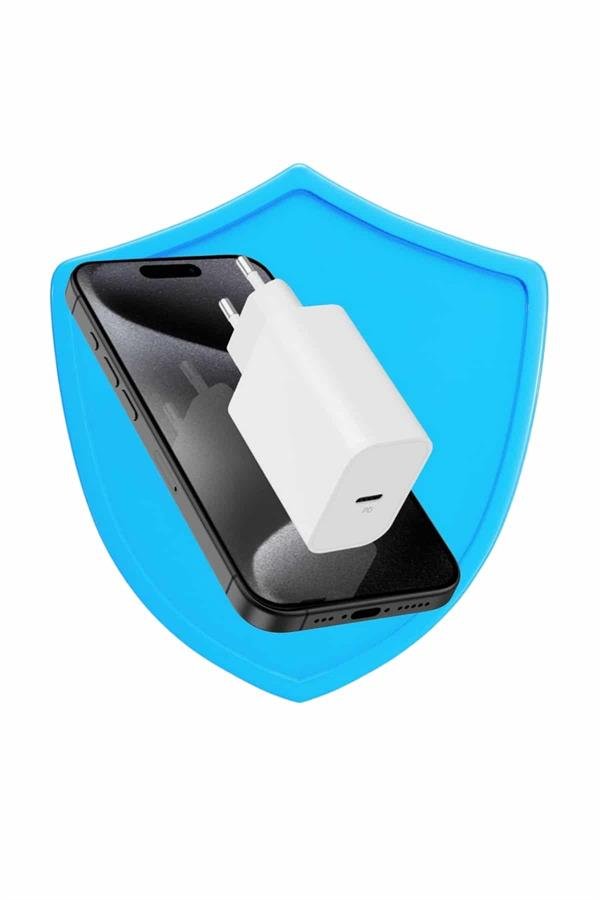 15/Pro/Pro Max 25W İOS Uyumlu Hızlı Şarj Aleti Adaptörlü Beyaz - Görsel 4