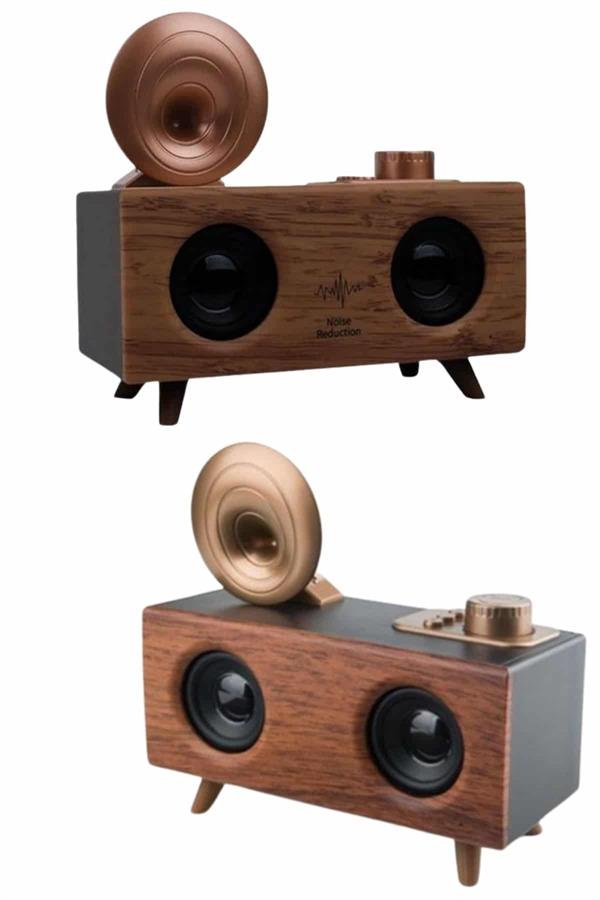 Bluetooth Nostalji Speaker Radyo Gramofon Ahşap Renk Vintage - Görsel 4