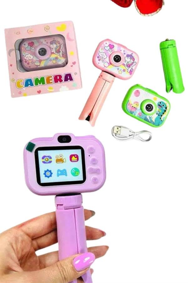 Çocuklara Özel Ayaklı Mini Fotoğraf Makinesi Dijital LCD Ekran - Görsel 5