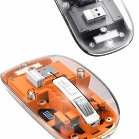 Mouse Fare Kablosuz Mouse Fare Şarjlı Bluetooth Sessiz 5 Tuşlu Şeffaf