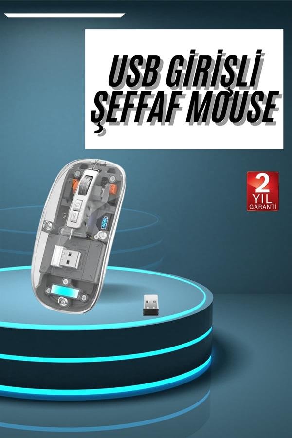 Kablosuz Mouse Fare Şarjlı Bluetooth Wireless Çift Modlu Sessiz - Görsel 2