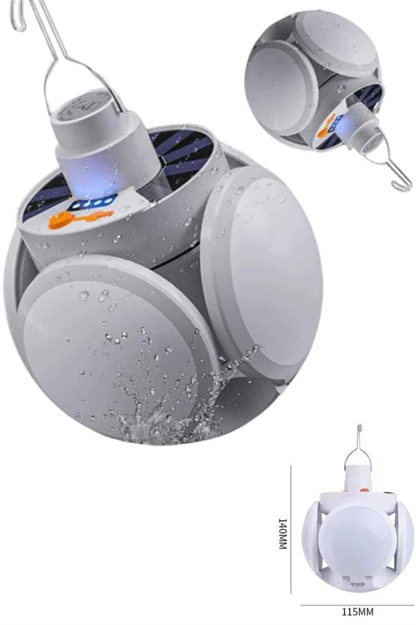 Katlanabilir Askılı Kamp Lambası 5 Kanatlı Pratik Güneş Enerjili - Görsel 5