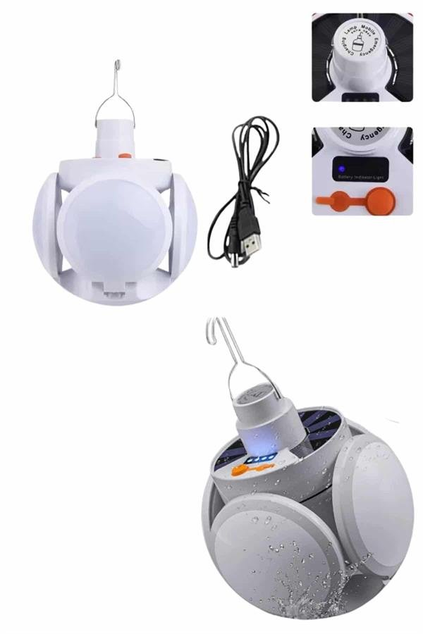 5 Kanatlı Bahçe Aydınlatma Led Askılı Solar Güneş Enerji Usb Sarjlı - Görsel 3