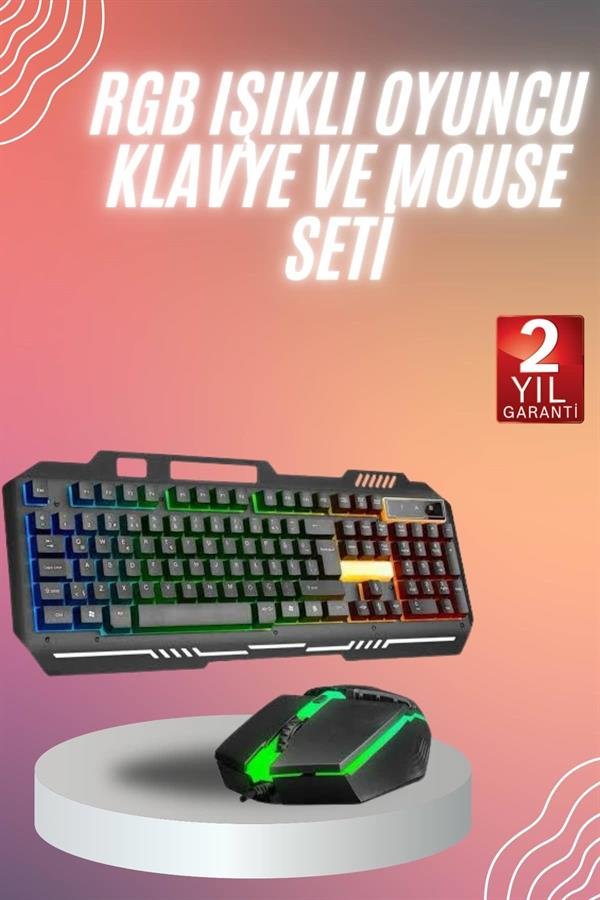 RGB Işıklı Gaming Oyuncu Klavye Q Klavye Mouse Hediyeli - Görsel 2