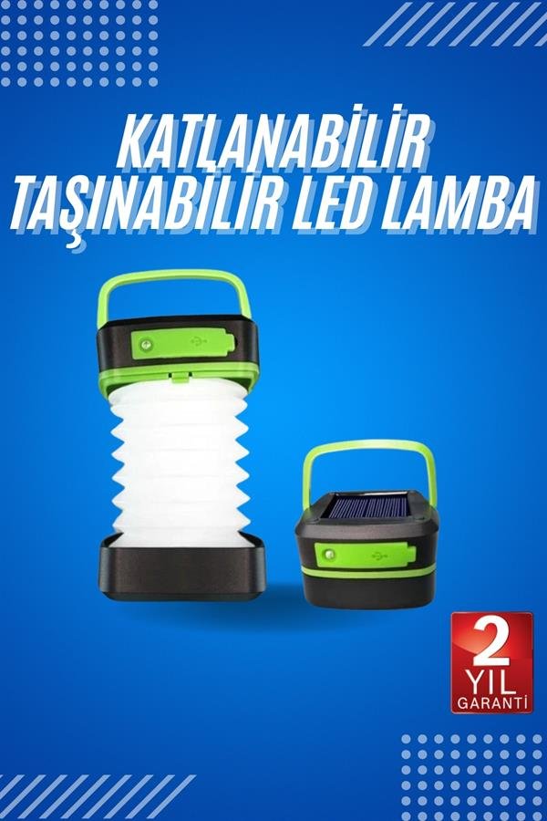 Kamp Lambası Katlanabilir Lamba Solar Şarjlı Led Lamba El Fenerli - Görsel 2