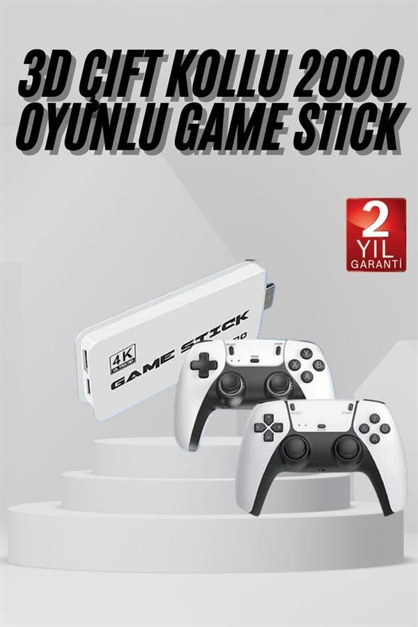 3D 4K 2000 Oyunlu Game Stick Oyun Konsolu Çift Konsol - Görsel 2