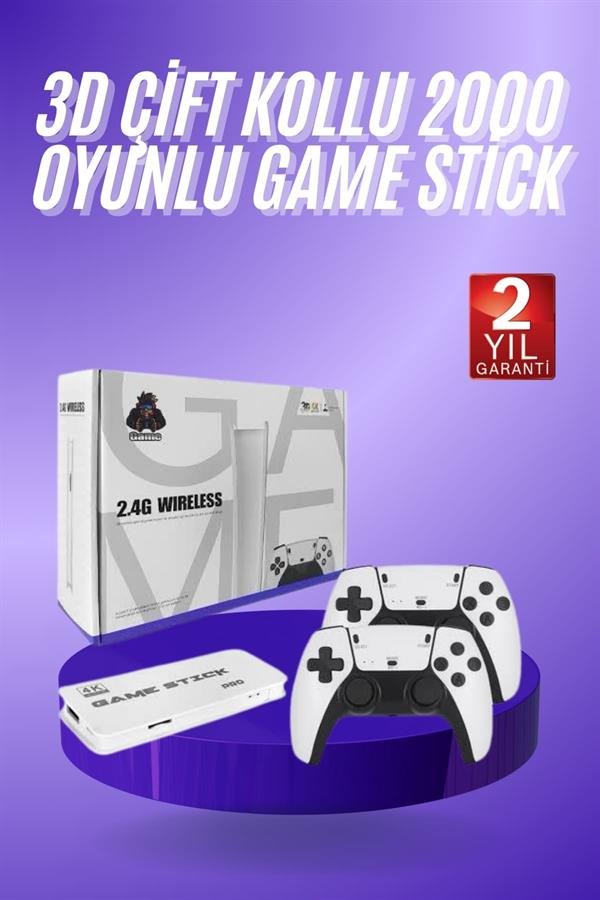 3D 4K HD 2.4G Game Stick 4K Ultra Hd Oyun Konsolu Çift Kollu - Görsel 2