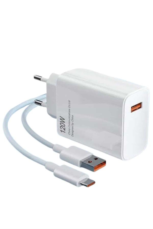 Type C Yüksek Hızlı Şarj Aleti Beyaz 120W Ultra Uzun Ömürlü - Görsel 3