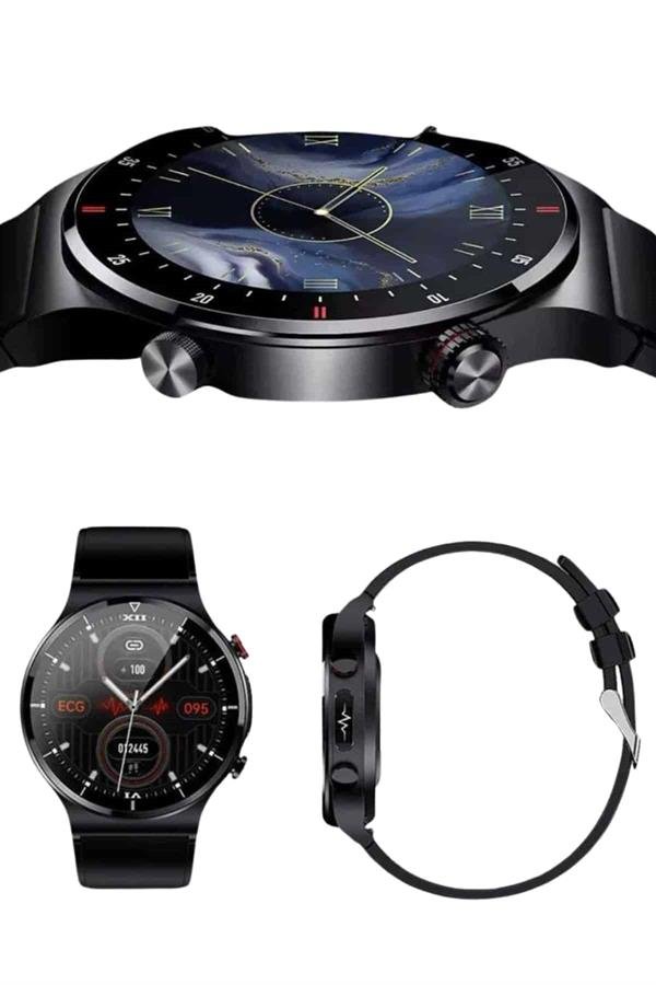 Amoled Ekran Metal Deri Silikon Kordonlu Uyku ve Sağlık Takibi - Görsel 3