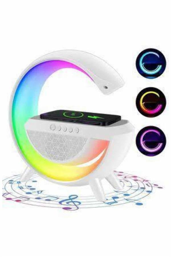 Bluetooth Hoparlör G Şekli Atmosfer Akıllı Rgb Lamba Wireless Kablosuz Şarj - Görsel 5
