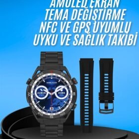 Akıllı Saat Çelik Kordonlu Amoled Ekran Android ve İOS Uyumlu Çağrı Cevaplayabilen