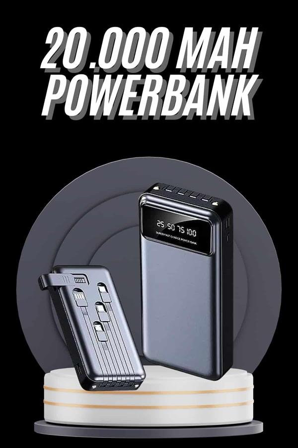 Hızlı Şarj Özellikli 20.000 Mah Dijital Göstergeli USB Girişli Android ve İOS Uyumlu Powerbank - Görsel 2