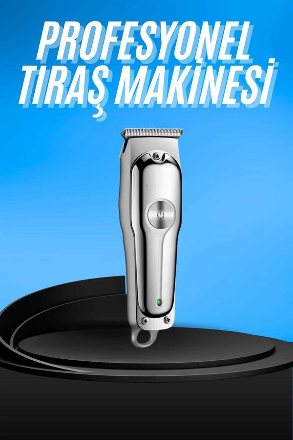 Paslanmaz Çelik Bıçaklı Kablosuz Şarjlı Dijital Göstergeli Tıraş Makinesi - Görsel 2