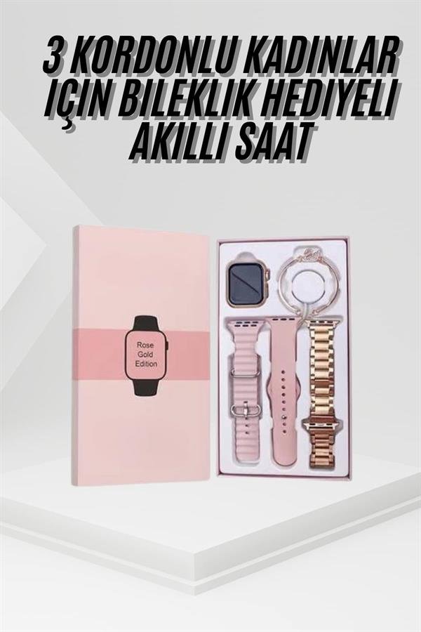 Yeni Nesil Kadın Akıllı Saat Rose Gold Android ve İos Uyumlu - Görsel 2