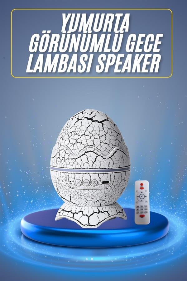 Bluetooth Hoparlör Dinozor Yumurtası Gece Masa Lambası Projektör - Görsel 2