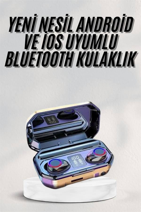 Yeni Nesil Bluetooth Kulaklık Uzun Pil Ömrü El Fenerli Dijital Şarj Göstergeli - Görsel 2