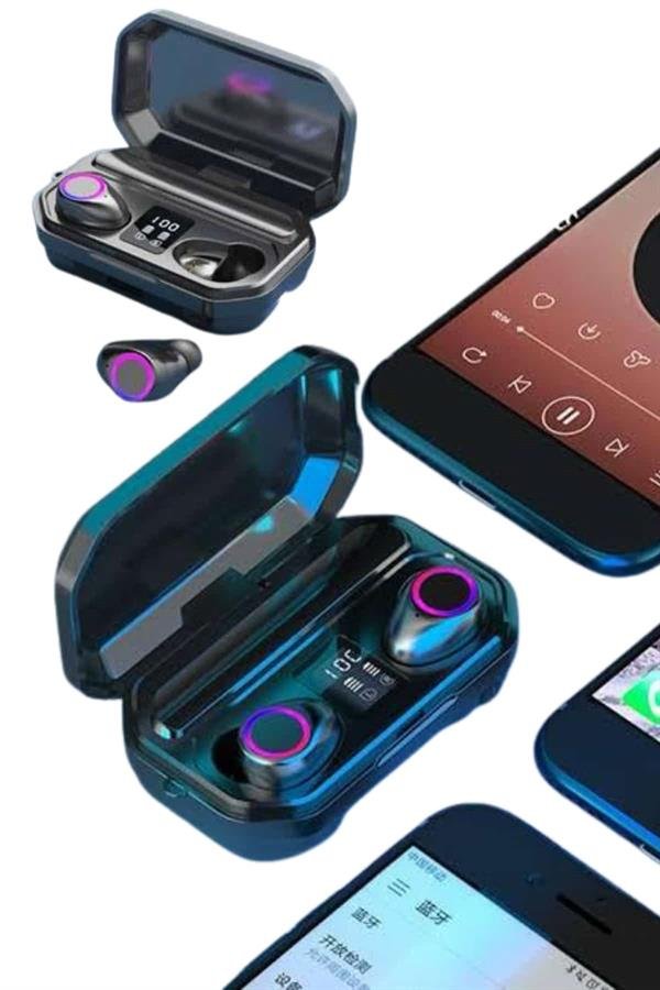 Yeni Nesil Bluetooth Kulaklık Uzun Pil Ömrü El Fenerli Dijital Şarj Göstergeli - Görsel 3