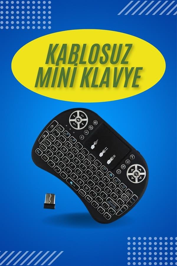 Işıklı Kablosuz Mini Klavye ve Dokunmatik Mouse Seti Türkçe Kablosuz - Görsel 2