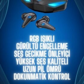 Bluetooth Kulaklık Oyuncu Kulaklığı RGB Işıklı Oyunlarda Düşük Gecikme