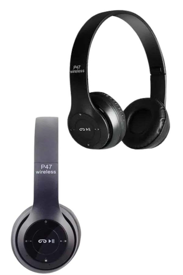 Bluetooth Kablosuz Kulaklık Siyah Wireless 5.0 Kulak Üstü Uzun Pil Ömrü - Görsel 5