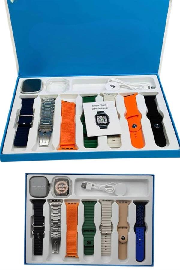 Akıllı Saat 7 Kordon Hediyeli Takvim Alarm Nabız Ölçer Bildirim Görme Sesli Görüşme - Görsel 3