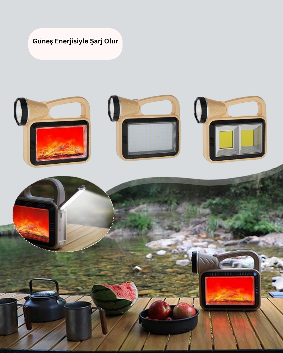 Solar Alev Lambası – Kamp Bahçe ve Dış Mekan İçin - Görsel 5