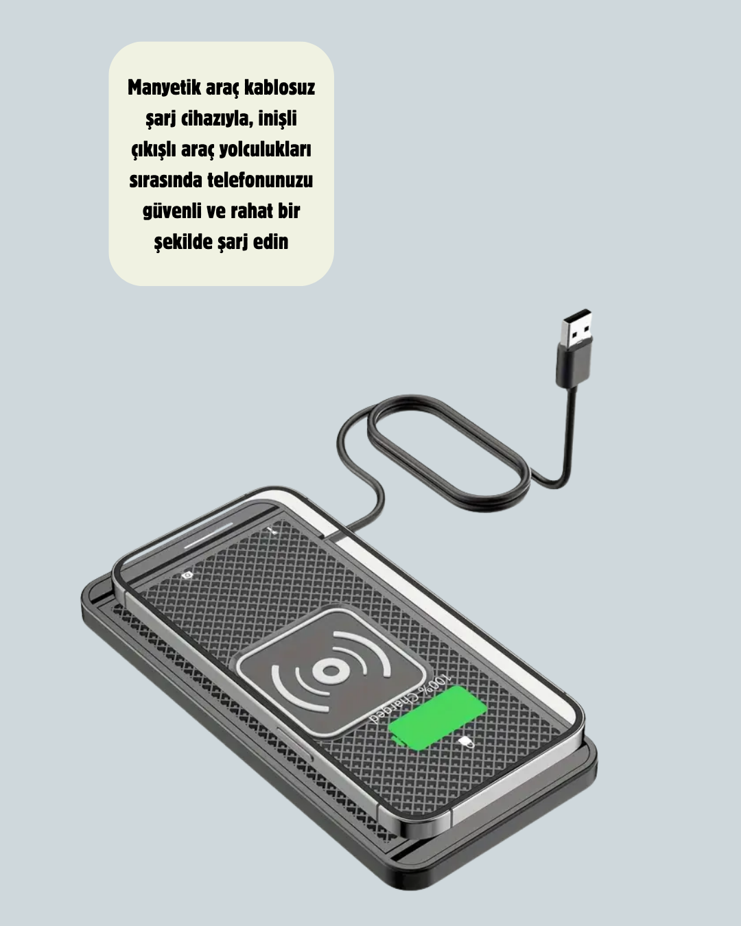 Kablosuz Manyetik Araç Şarj Pedi – Hızlı Güvenli Isınma Korumalı Tasarım - Görsel 4