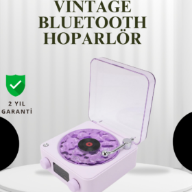 Projektörlü Gece Lambalı Retro Hoparlör – Taşınabilir Bluetooth Speaker