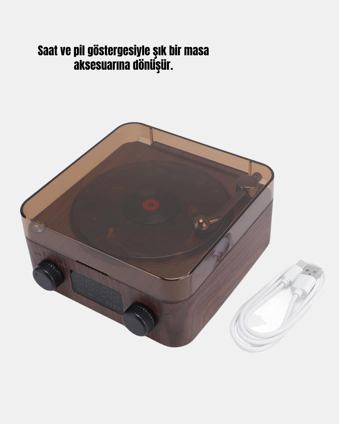 Dekoratif Gece Işıklı Bluetooth Hoparlör – Saatli Tasarım - Görsel 5