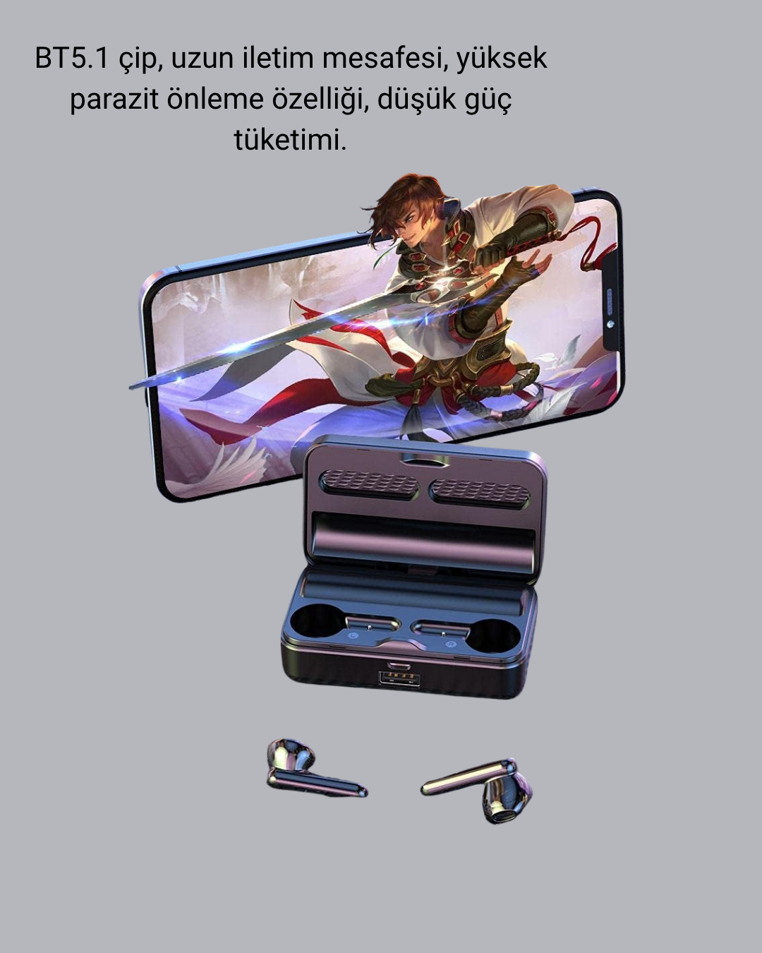 Ayna Ekranlı Bluetooth 5.1 Kablosuz Kulaklık – 3500 mAh Şarj Kutusu Suya Dayanıklı - Görsel 3