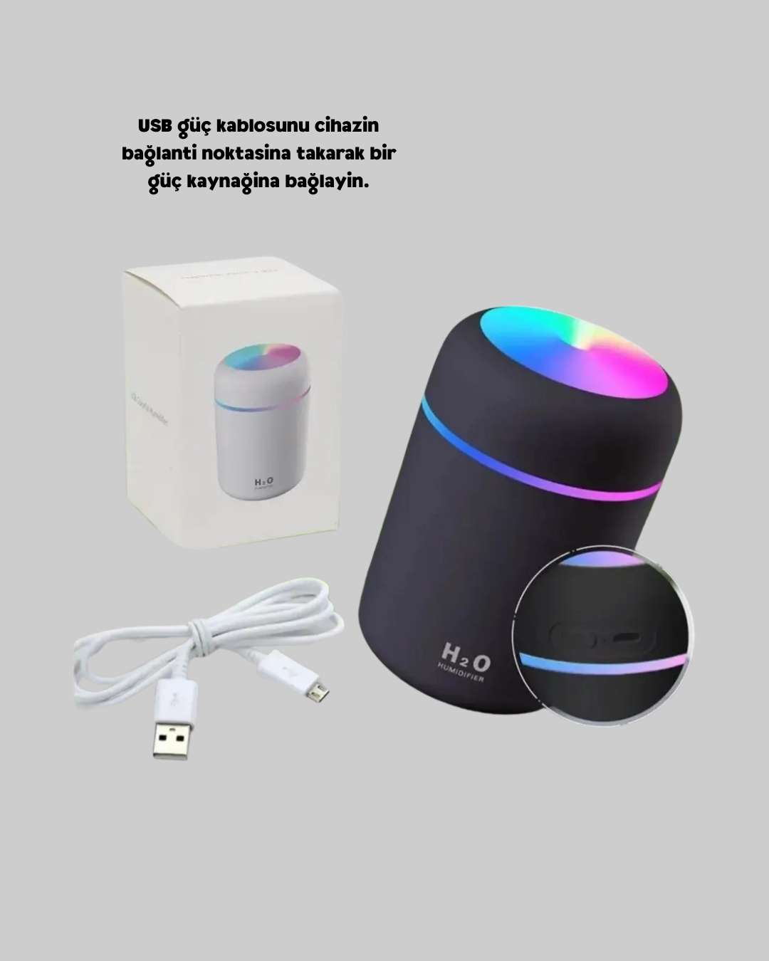 Taşınabilir USB Mini Nemlendirici – LED Aydınlatmalı Çift Püskürtme Modu - Görsel 5