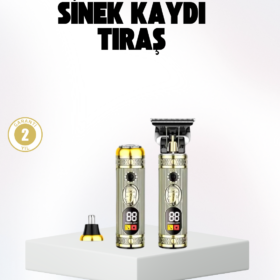 2’si 1 Arada Saç ve Sakal Düzeltici Seti – T Bıçaklı 8 Farklı Kılavuz Tarağı