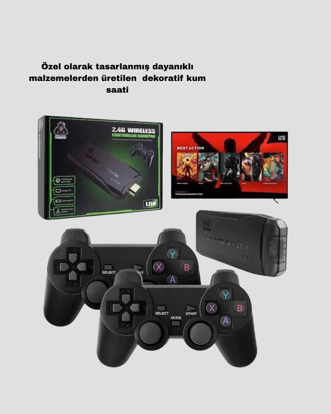 20000 Oyunlu 4K Retro Game Stick – Kablosuz Çift Kollu Atari Konsolu - Görsel 3