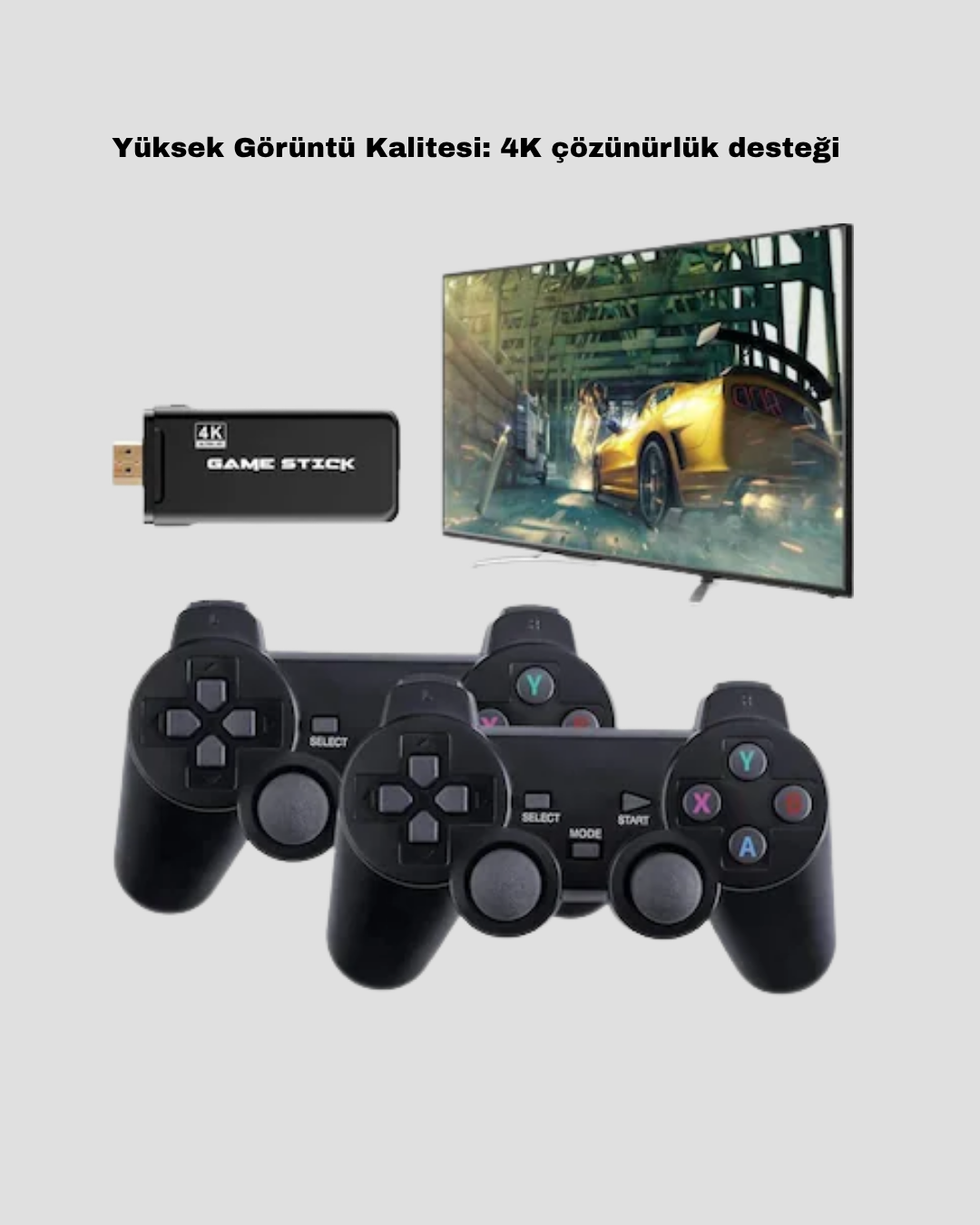20000 Oyunlu 4K Retro Game Stick – Kablosuz Çift Kollu Atari Konsolu - Görsel 4