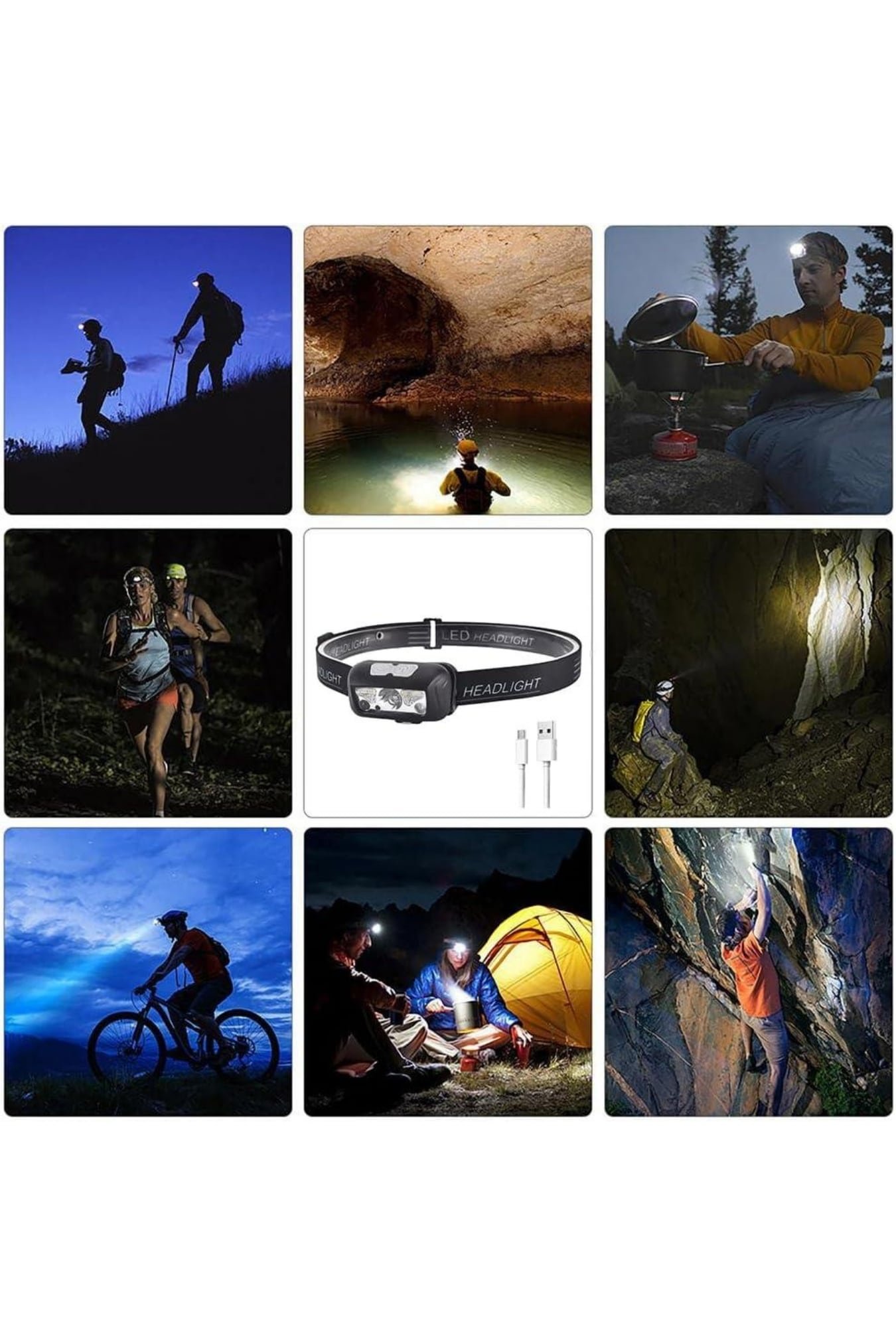 Ayarlanabilir Kafa Lambası Type-C Şarjlı Kompakt Kamp Lambası - Görsel 3