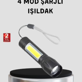 Ultra Dayanıklı 4 Mod Şarjlı Işıldak | Suya ve Darbeye Dayanıklı | 100.000 Saat LED Ömrü