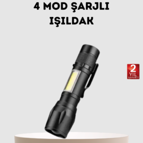 Profesyonel 4 Modlu Şarjlı El Feneri | 1300 mAh Batarya | Cree LED Teknolojisi