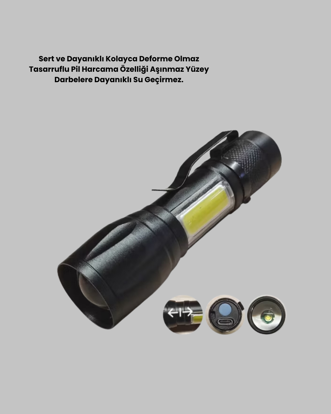 Profesyonel 4 Modlu Şarjlı El Feneri | 1300 mAh Batarya | Cree LED Teknolojisi - Görsel 3