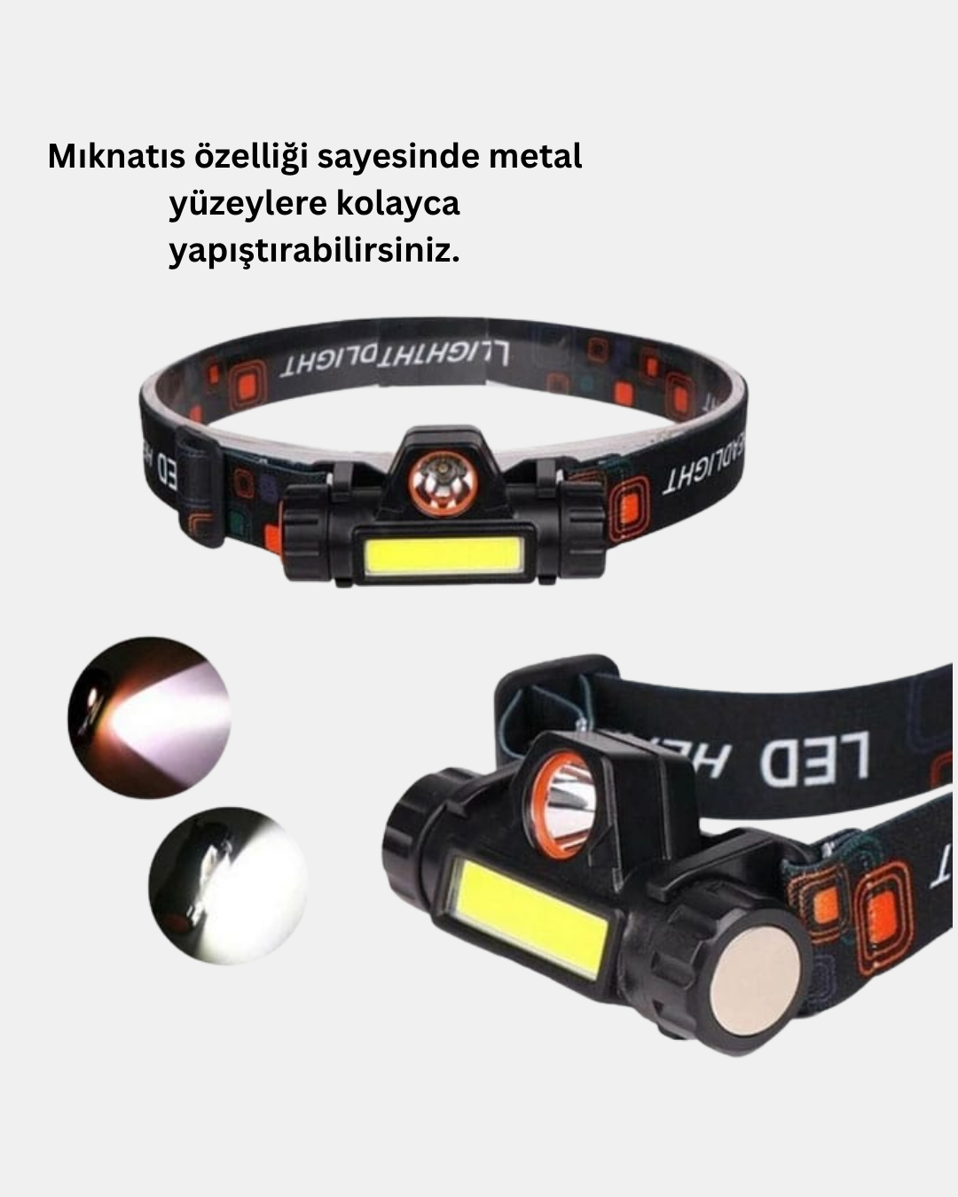 Kamp ve Doğa İçin Şarjlı LED Baş Feneri – Mıknatıslı Su Geçirmez - Görsel 5