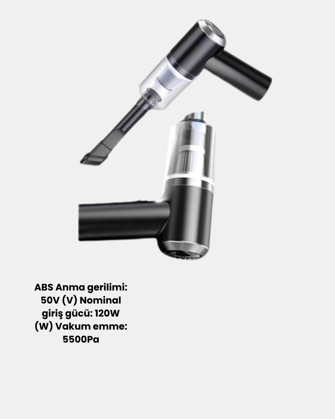 Kablosuz El Süpürgesi – Araç İçi Temizlik İçin 5500PA Güçlü Emiş USB Şarjlı - Görsel 5