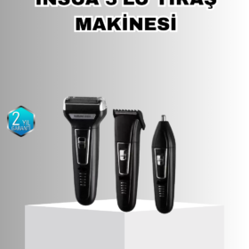 İnsua Erkek Bakım Seti – 3 Başlıklı Şarjlı Tıraş Makinesi 60 Dakika Kablosuz Kullanım