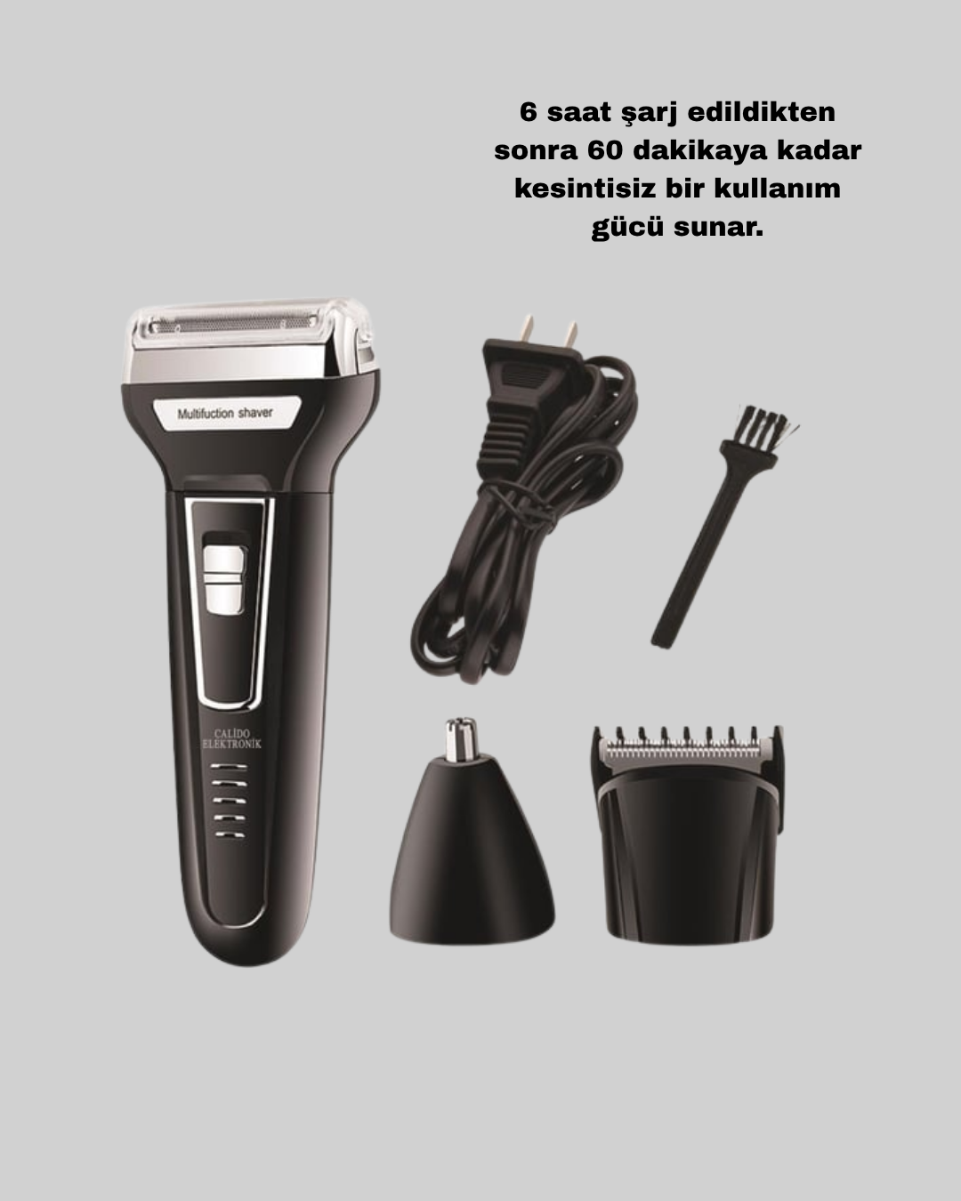 İnsua Erkek Bakım Seti – 3 Başlıklı Şarjlı Tıraş Makinesi 60 Dakika Kablosuz Kullanım - Görsel 5