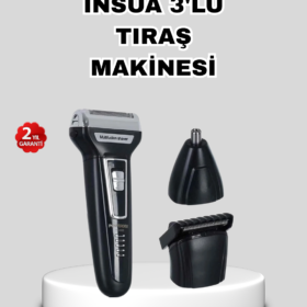 İnsua 3’lü Tıraş Makinesi – 3 Farklı Kesim Başlığı Güçlü Motor 60 Dakika Kullanım