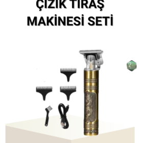 T Bıçaklı Profesyonel Çizik Tıraş Makinesi Seti – 120 Dakika Kullanım Şarjlı & Kablolu